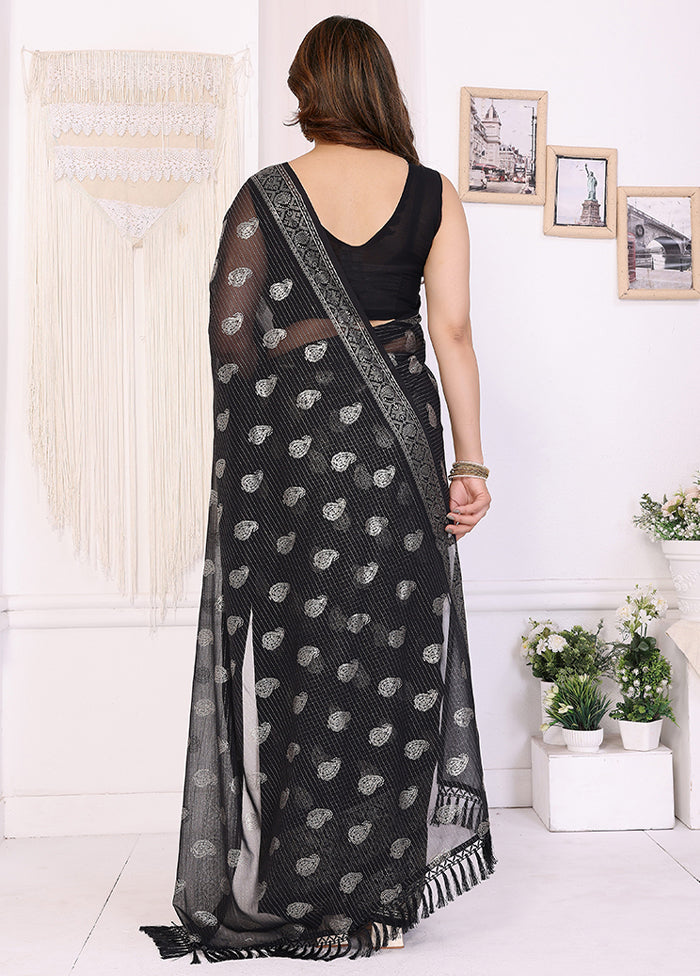 Black Georgette Saree With Blouse Piece