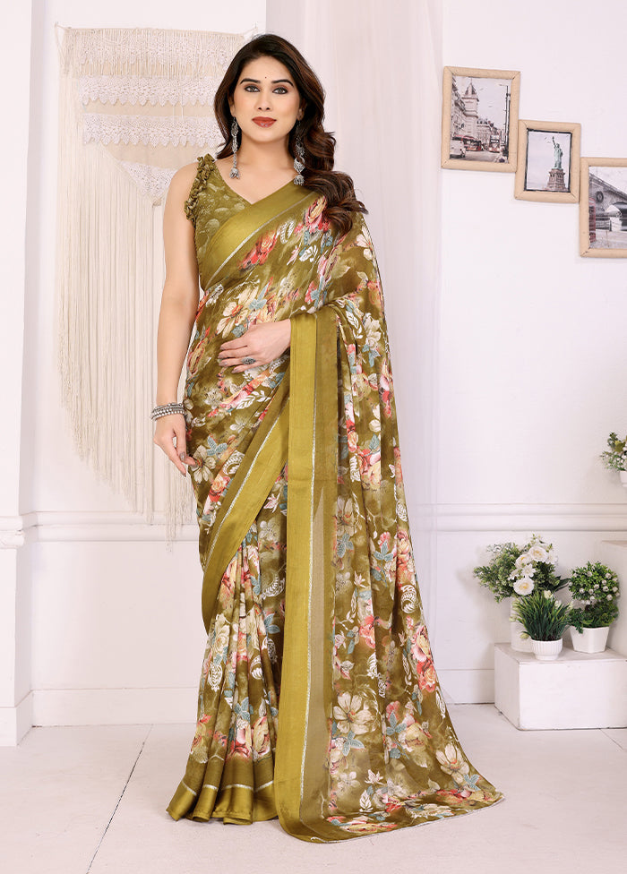 Yellow Spun Silk Saree With Blouse Piece