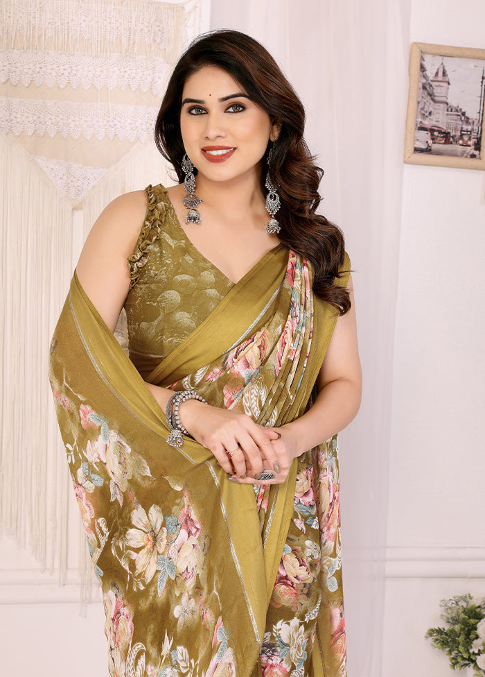 Yellow Spun Silk Saree With Blouse Piece