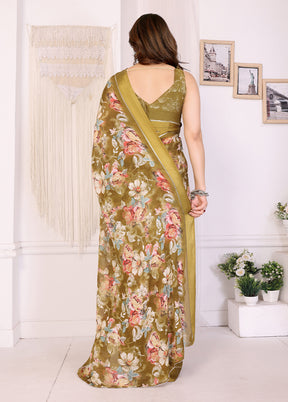 Yellow Spun Silk Saree With Blouse Piece