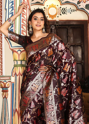 Maroon Spun Silk Saree With Blouse Piece