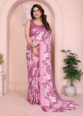 Pink Spun Silk Saree With Blouse Piece
