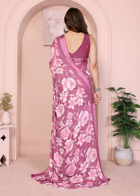 Pink Spun Silk Saree With Blouse Piece