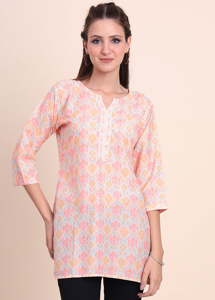 Peach Readymade Cotton Short Kurti - Indian Silk House Agencies