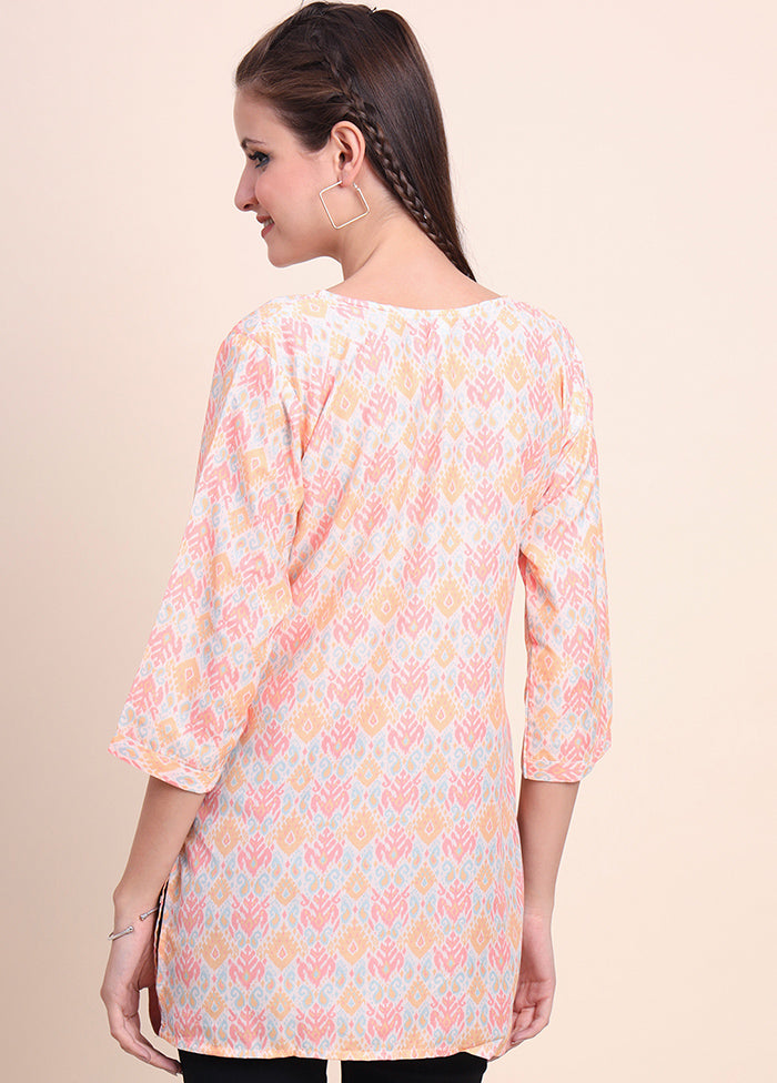 Peach Readymade Cotton Short Kurti - Indian Silk House Agencies