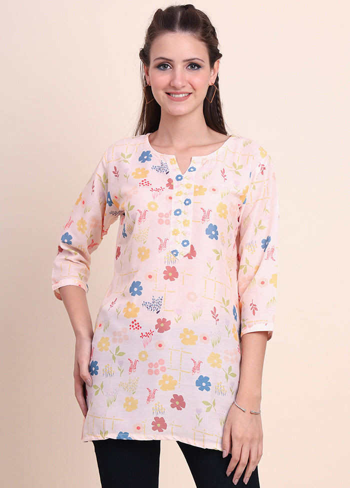 Peach Readymade Cotton Short Kurti - Indian Silk House Agencies