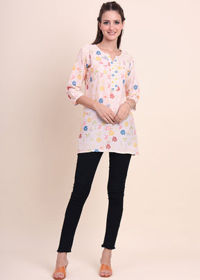Peach Readymade Cotton Short Kurti - Indian Silk House Agencies