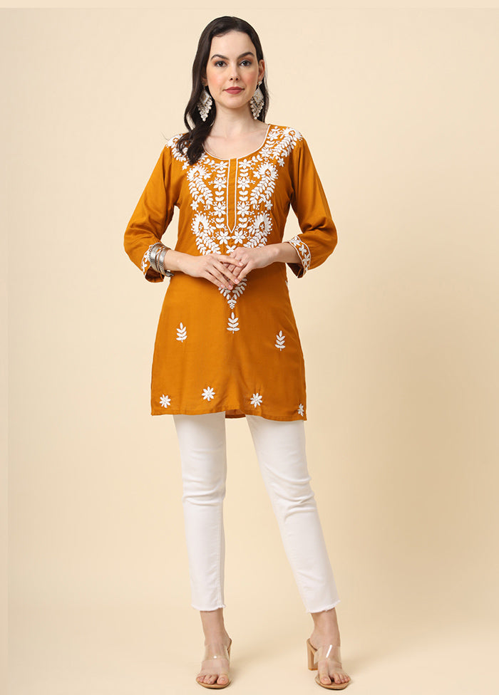 Mustard Readymade Rayon Kurti - Indian Silk House Agencies