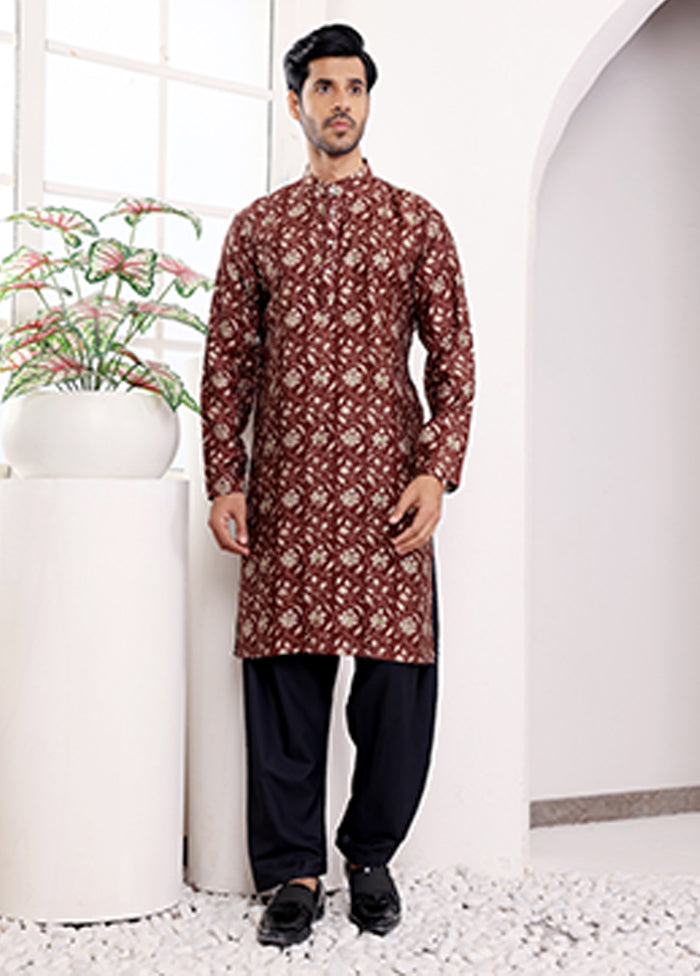 Maroon Silk Kurta