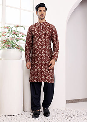 Maroon Silk Kurta
