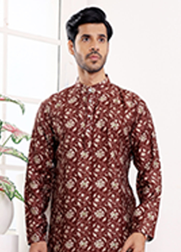Maroon Silk Kurta