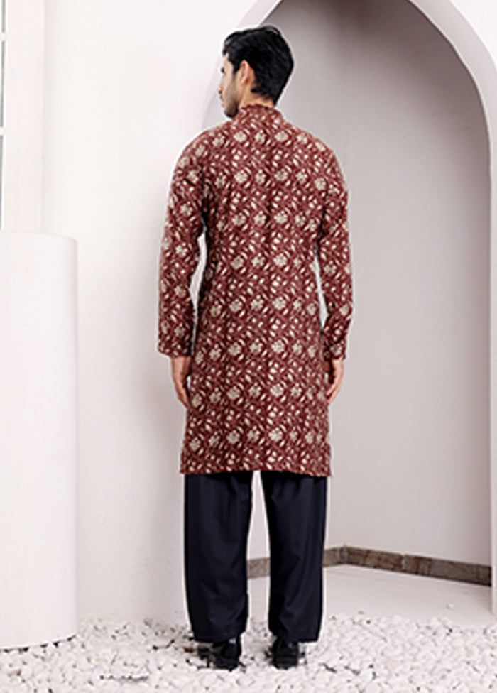 Maroon Silk Kurta