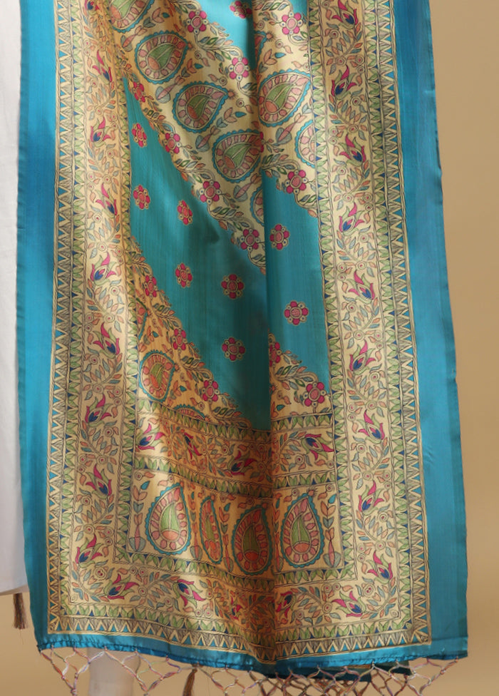 Sky Blue Banarasi Silk Dupatta