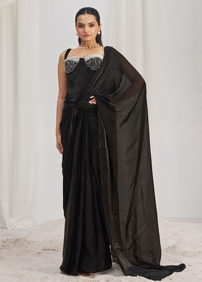 Black Organza Saree With Blouse Piece
