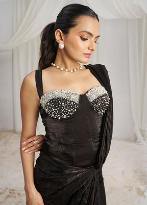Black Organza Saree With Blouse Piece