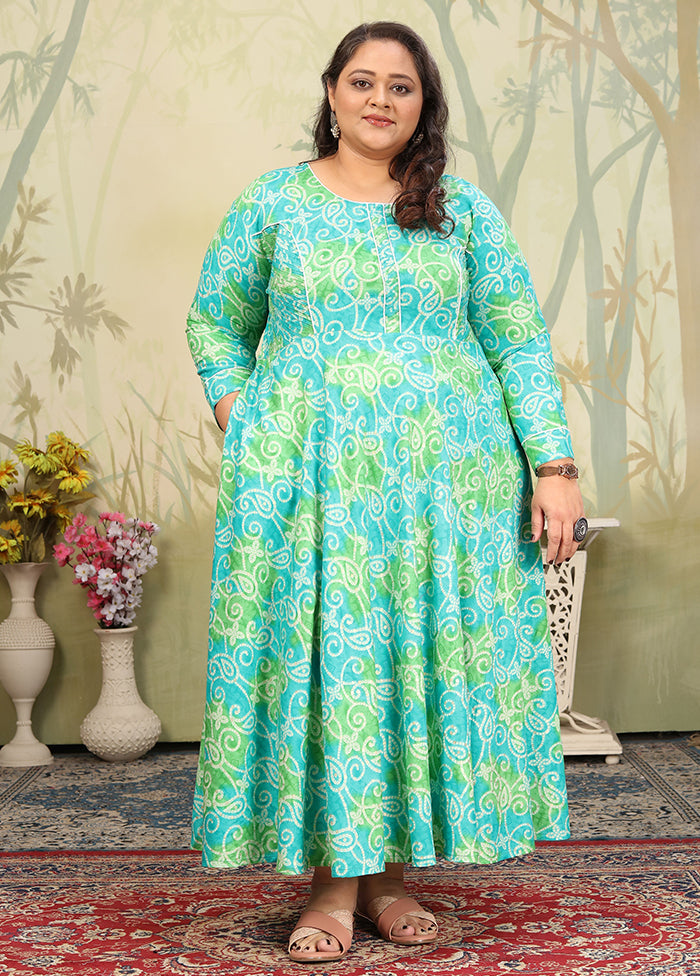 Sea Green Readymade Rayon Kurti