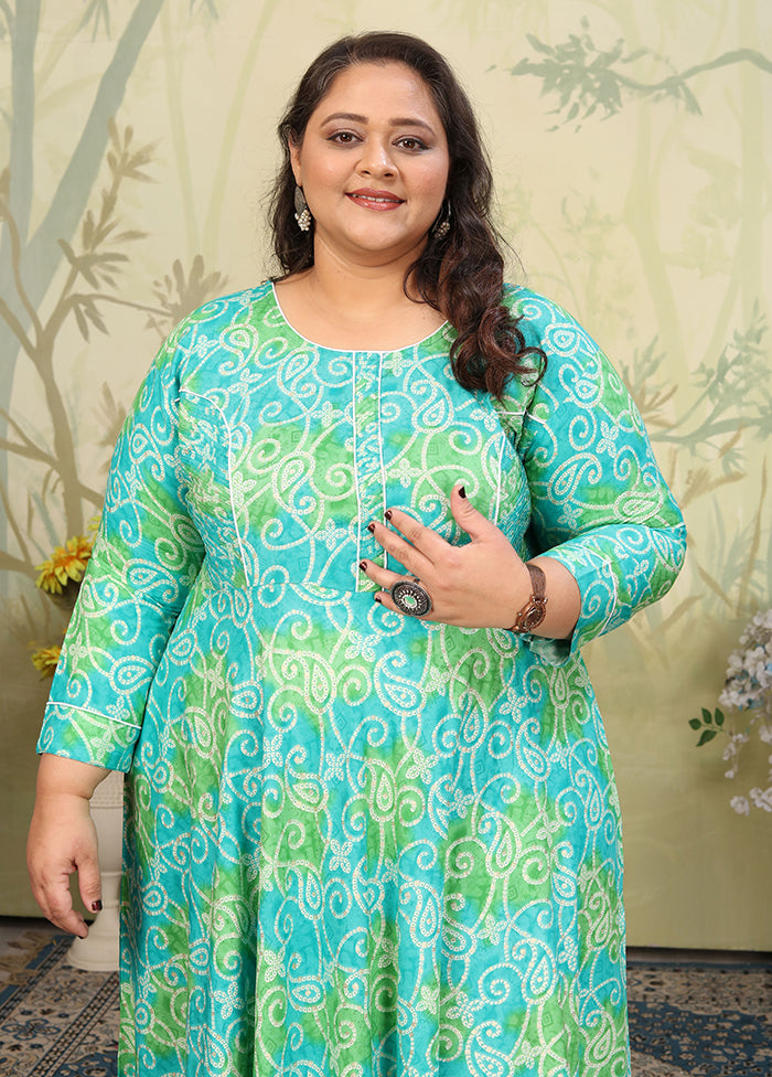 Sea Green Readymade Rayon Kurti