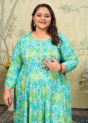 Sea Green Readymade Rayon Kurti