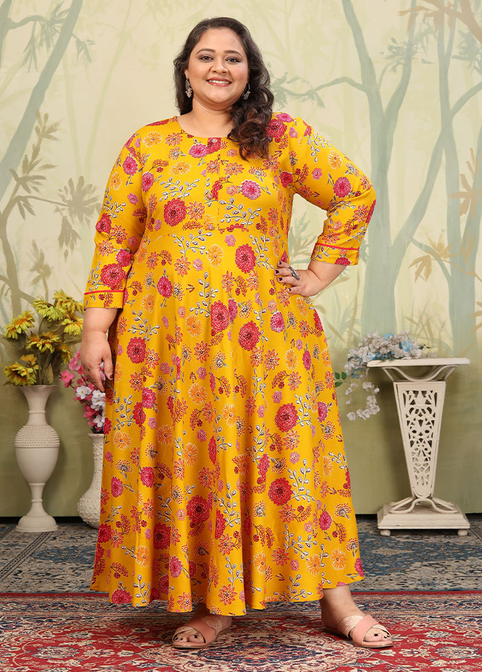 Yellow Readymade Rayon Kurti