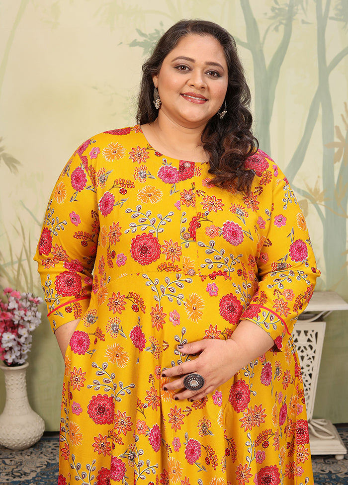Yellow Readymade Rayon Kurti