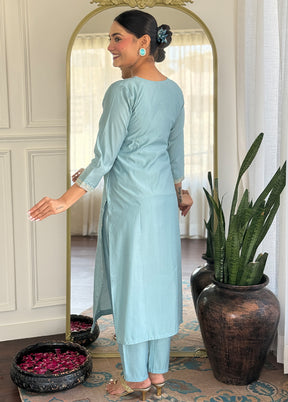 3 Pc Grey Readymade Viscose Dupatta Suit Set