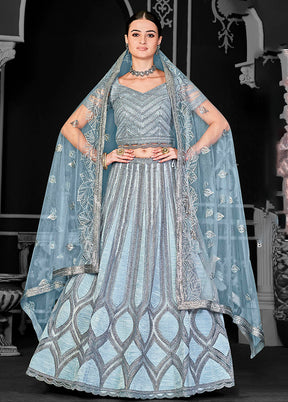 Blue Net Lehenga Set