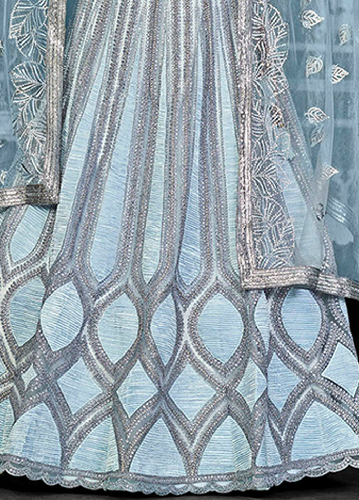 Blue Net Lehenga Set