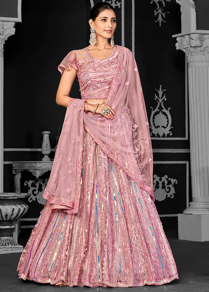 Pink Net Lehenga Set