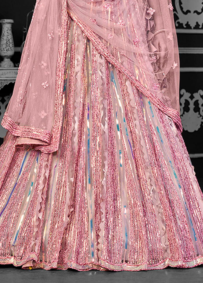 Pink Net Lehenga Set