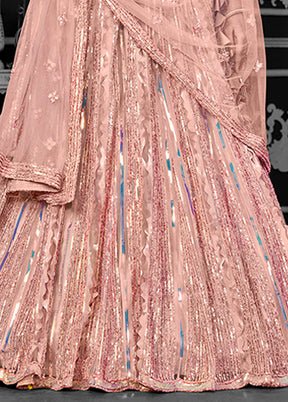 Peach Net Lehenga Set