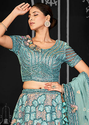 Blue Net Lehenga Set
