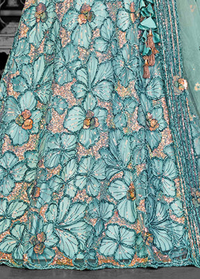 Blue Net Lehenga Set