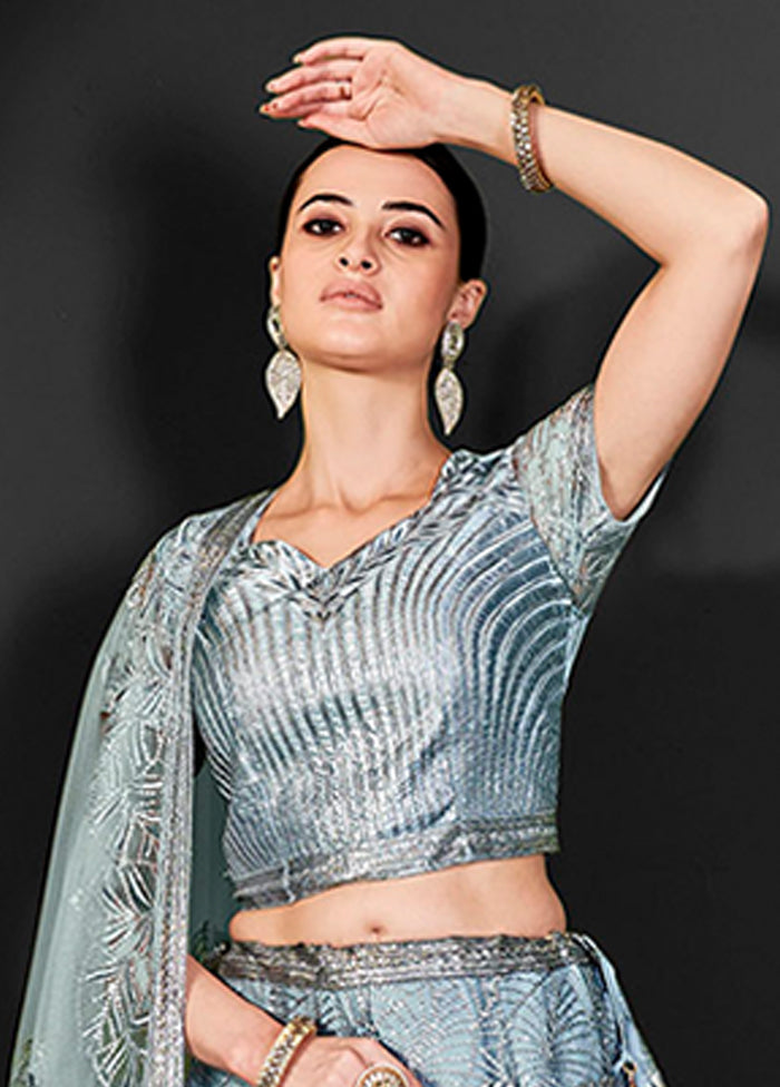 Grey Net Lehenga Set