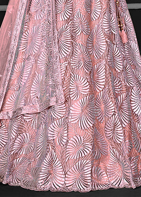 Pink Net Lehenga Set