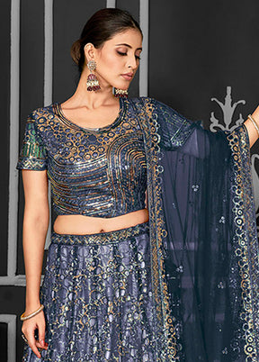 Green Net Lehenga Set