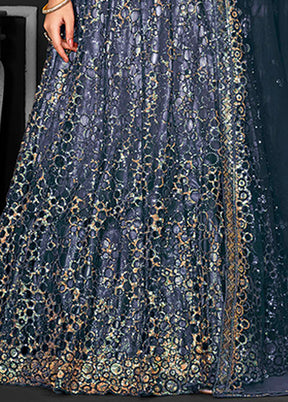 Green Net Lehenga Set