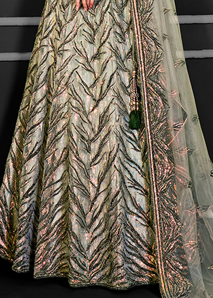 Green Net Lehenga Set