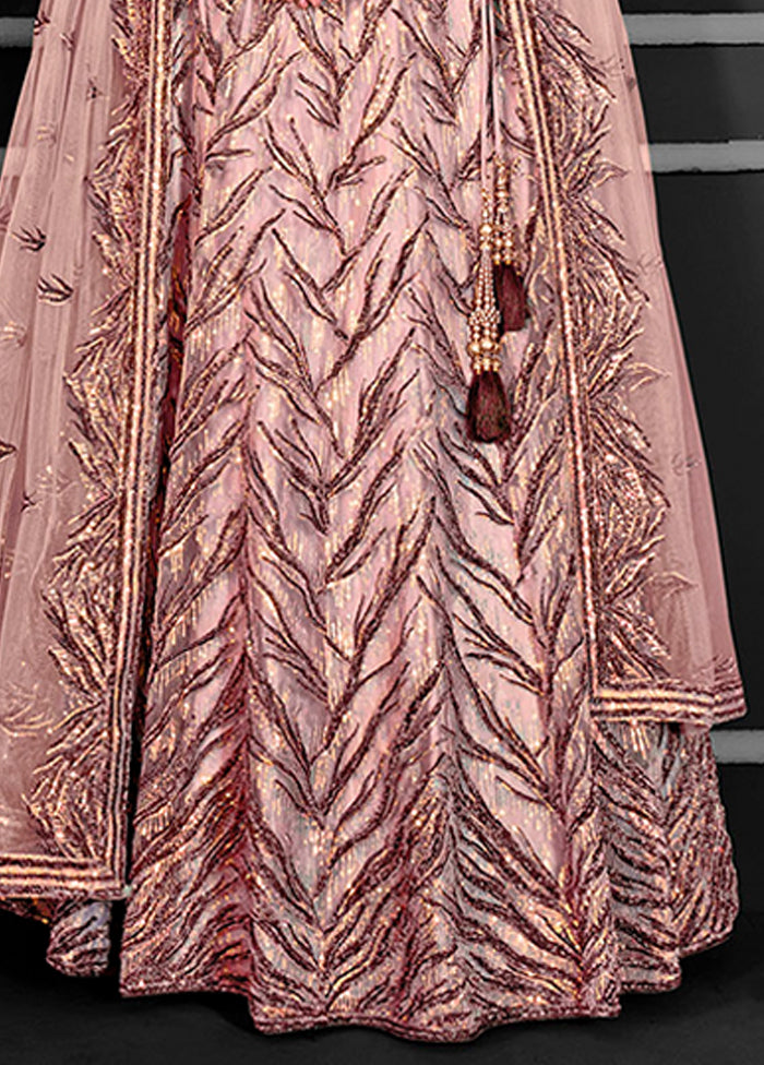 Peach Net Lehenga Set