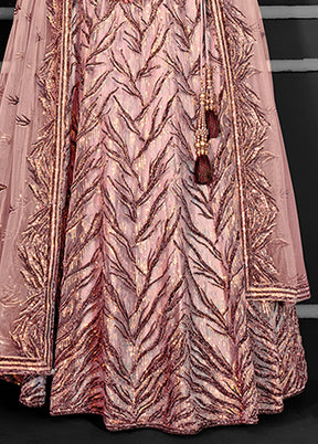 Peach Net Lehenga Set