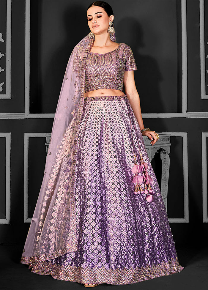 Lavender Net Lehenga Set