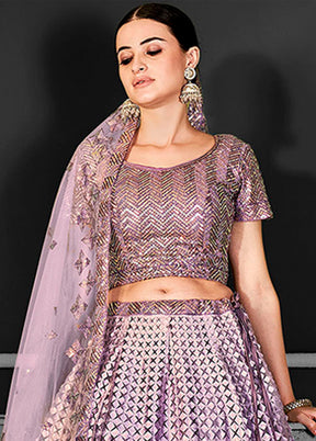 Lavender Net Lehenga Set