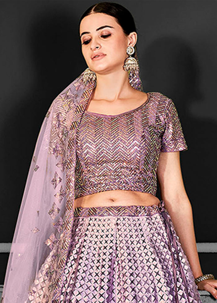 Lavender Net Lehenga Set