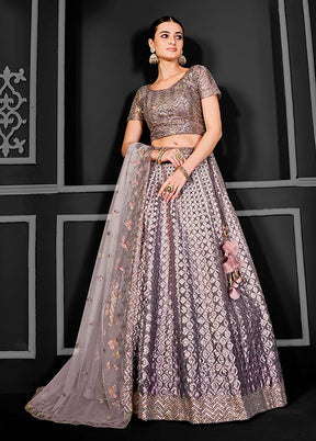 Purple Net Lehenga Set