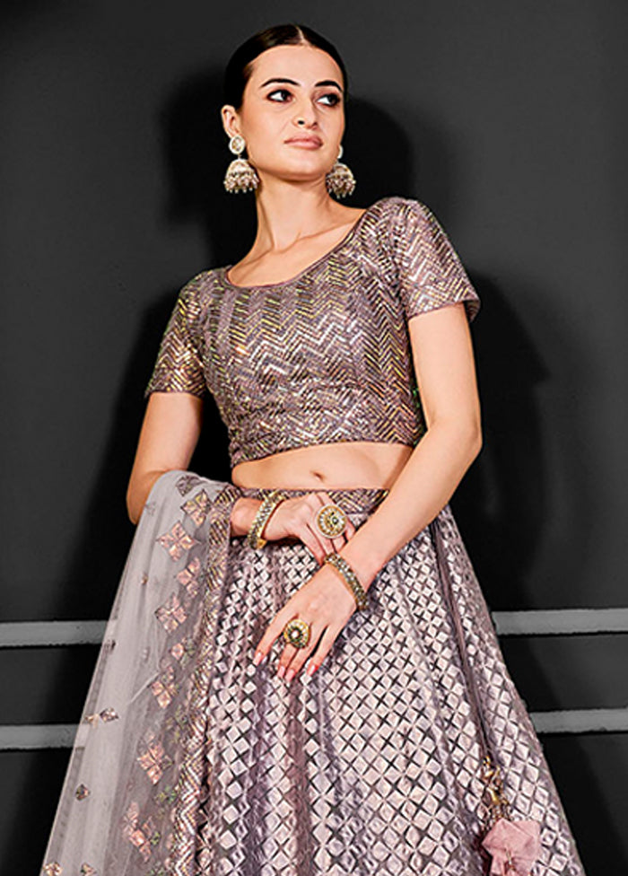 Purple Net Lehenga Set