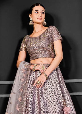 Purple Net Lehenga Set