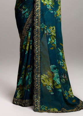 Brown Georgette Saree With Blouse Piece