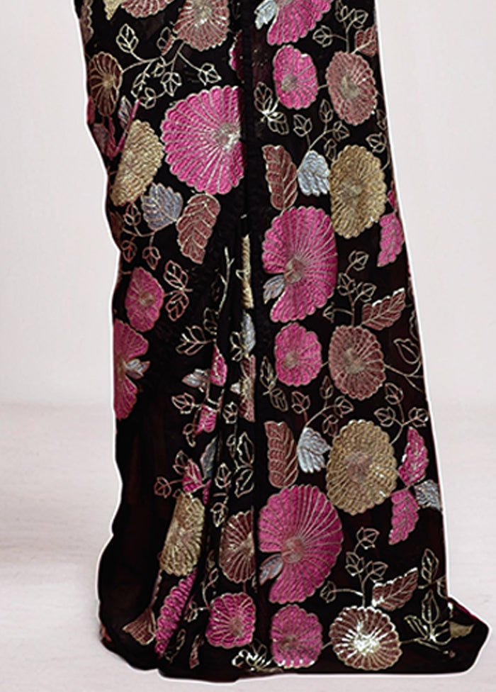 Black Georgette Saree With Blouse Piece