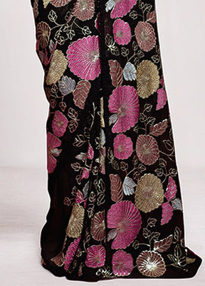 Black Georgette Saree With Blouse Piece