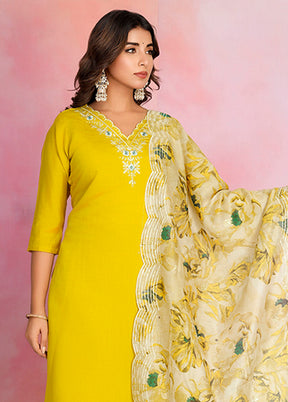 3 Pc Yellow Silk Suit Set