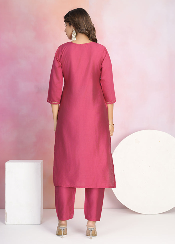 3 Pc Red Silk Suit Set